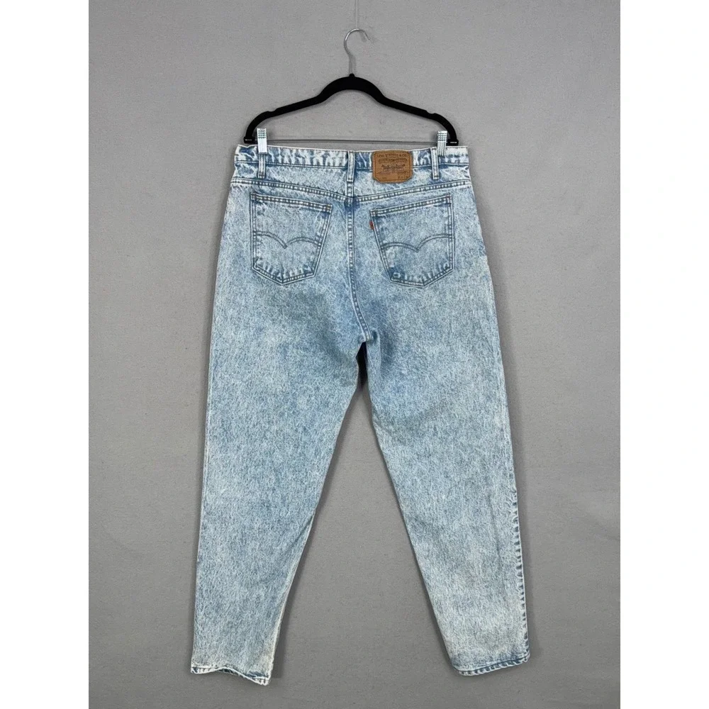 Levis Jeans Men 38x32 Light Blue Acid Wash Relaxed Fit Tapered Orange Tab 90s